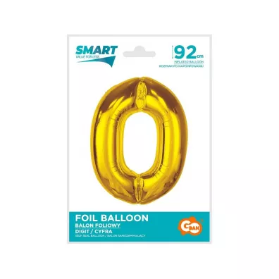 Balon foliowy Smart cyfra 0 zota 92cm