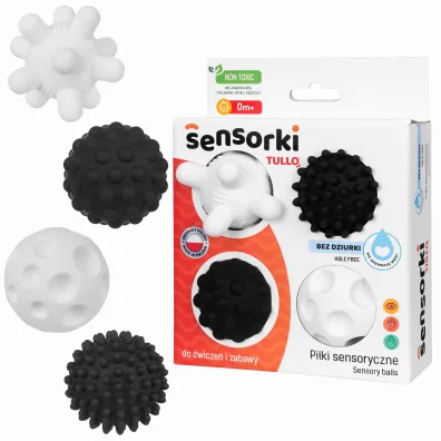 Sensorki Tullo Pi�ki sensoryczne czarno-bia�e 4 szt. bez dziurki