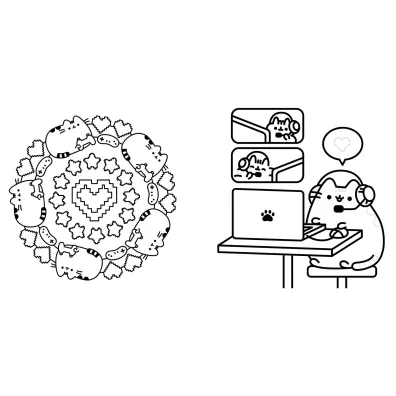 Pusheen. S�odka kolorowanka. Koloruj i zgaduj z kotk� Pusheen