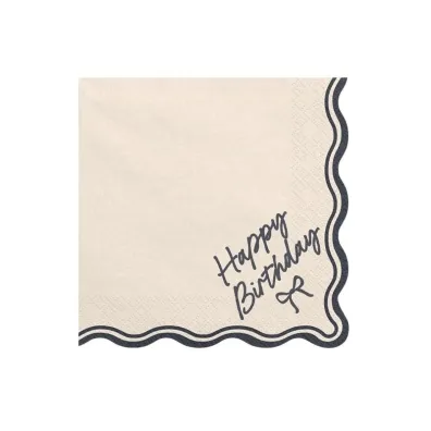 PartyDeco Serwetki Happy Birthday Kokarda 33x33cm 12 szt