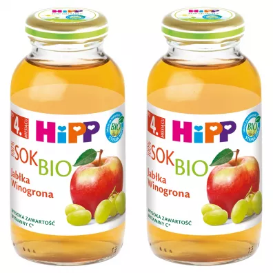 Hipp Sok 100% jabka-winogrona po 4. miesicu zestaw 2 x 200 ml Bio