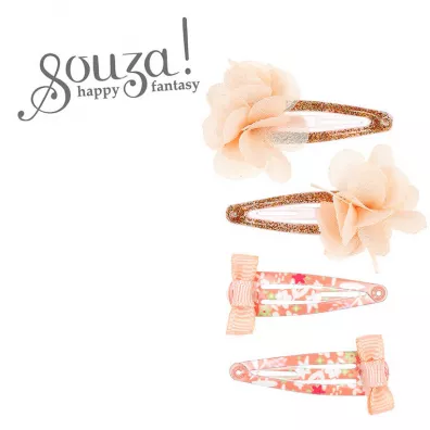 Souza! Spinki do wosw kremowe kwiatki i kokardki Aiva 4 szt.