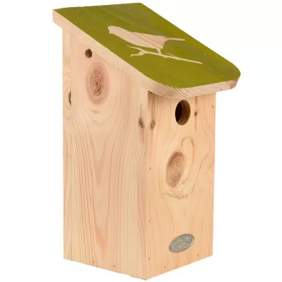Esschert Design Budka lgowa z zielonym daszkiem dla sikorek