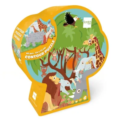 Puzzle konturowe 60 el. Safari Scratch