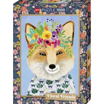 Puzzle 1000 Floral Friends, Lis z kwiatami na g�ow Heye