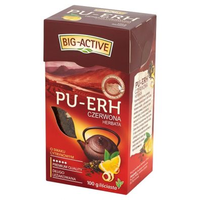 Big-Active Herbata czerwona o smaku cytrynowym liściasta Pu-Erh 100 g
