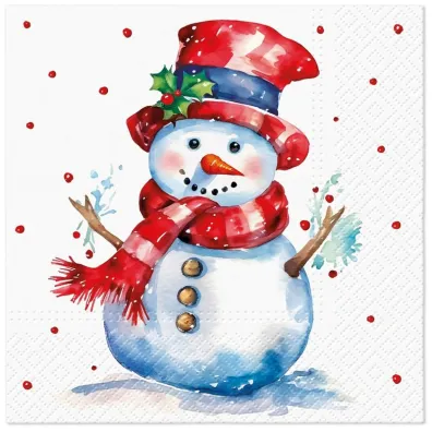 Paw Serwetki BN Lunch Tete a Tete Watercolor Snowman 33x33 20szt./op.