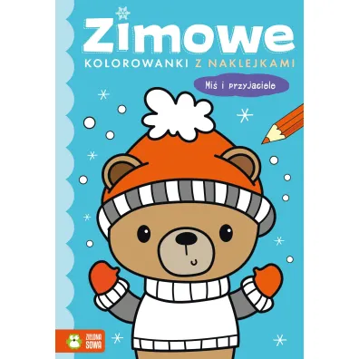 Zimowe kolorowanki z naklejkami. Mi� i przyjaciele