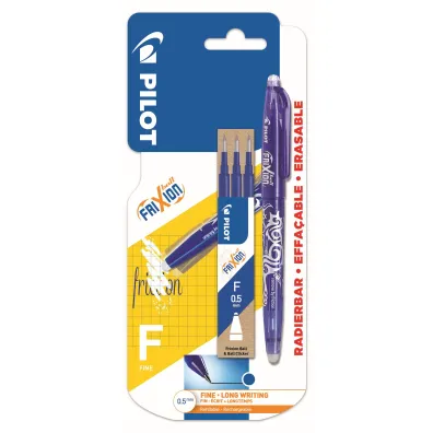 Pi�ro kulkowe Frixion Pilot 0,5 niebieskie+ 3x wk�ady blister