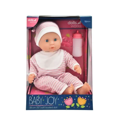 Dolls World Lalka Baby Joy 38cm ubranko w paski