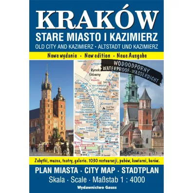 Krakw. Stare Miasto i Kazimierz. Plan miasta w skali 1:4 000 (wersja wodoodporna)