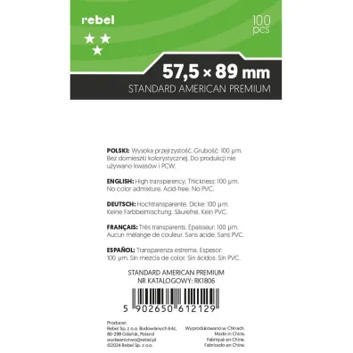 Rebel Koszulki Standard American Premium 57,5 x 89 mm 100 szt.