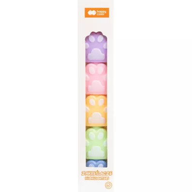 Zakre�lacze CAT&DOG, �apka, 5 szt. 5 kolor�w fluo, Happy Color WB