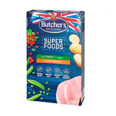 Butchers Super Foods Przysmak z indykiem i żurawiną dla psów 320 g