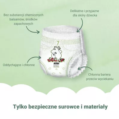 Muumi Baby Pieluchomajtki ekologiczne 7 (16-26 kg) 34 szt.