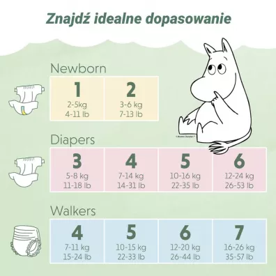 Muumi Baby Pieluchomajtki ekologiczne 7 (16-26 kg) 34 szt.