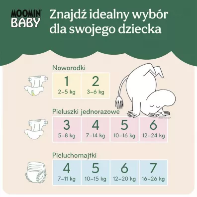 Muumi Baby Pieluchomajtki ekologiczne 7 (16-26 kg) 34 szt.