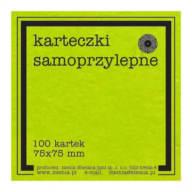 Ziemia Obiecana Karteczki samoprzylepne Fluo zielony 75 x 75 mm 100