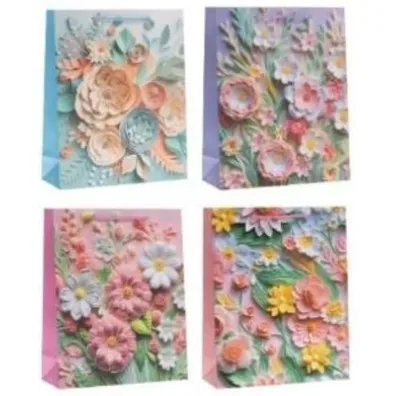 Rozette Torebka prezentowa 26x32x10cm Kwiaty MIX