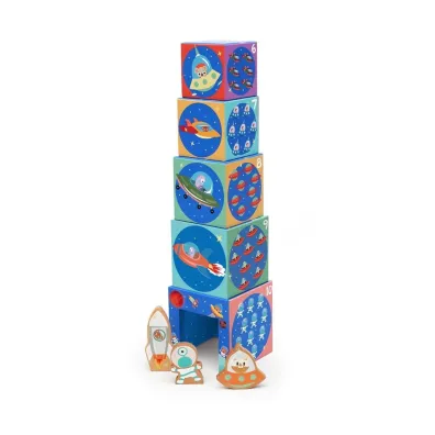 Piramida edukacyjna i drewniane figurki Kosmos Scratch