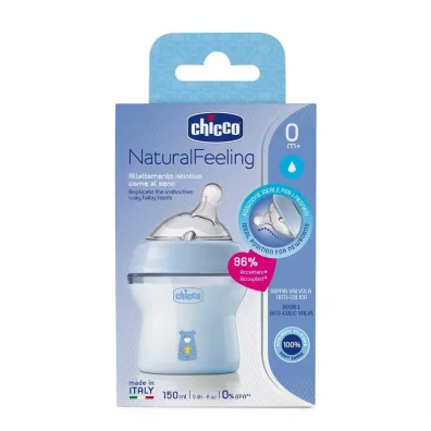 Chicco Butelka plastikowa NaturalFeeling nieb 150ml 0m+