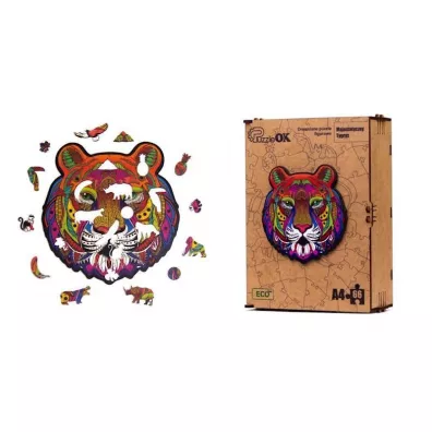 Puzzle drewniane eko 66 el. Majestatyczny tygrys A4 PuzzleOK
