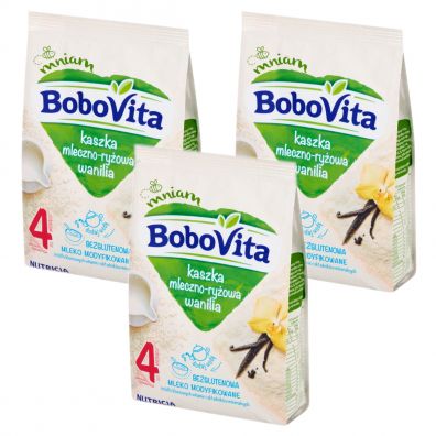 BoboVita Kaszka mleczno-ryżowa wanilia po 4 miesiącu Zestaw 3 x 230 g