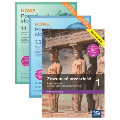 Pakiet podr�cznik�w: Nowe Ponad s�owami. Cz�� 1 i 2, Zrozumie� przesz�o��. Liceum i technikum. Klasa 1. Edycja 2024 - Anna R�wny, Krzysztof Kowalewski, Ma�gorzata Chmiel, Ryszard Kulesza, Joanna Ko�cierzy�ska, Aleksandra Wr�blewska
