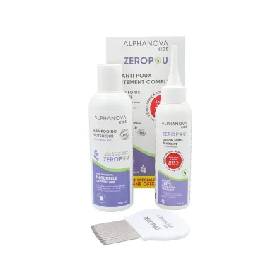 Alphanova Kids, Zeropou, Kompleksowy zestaw przeciw wszawicy 3 w 1 z grzebieniem, balsam i szampon