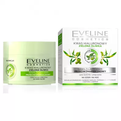Eveline Cosmetics Kwas hialuronowy + Zielona Oliwka nawil�aj�cy krem przeciwzmarszczkowy na dzie� i na noc 50 ml