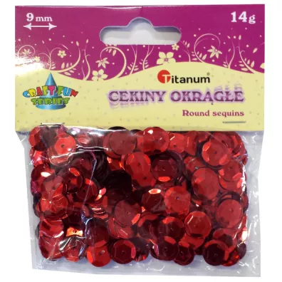 Titanum Cekiny okr�g�e metaliczne czerwone 9mm, 14g