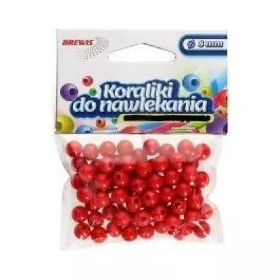 Brewis Koraliki do nawlekania + sznurek czerwone 8mm, 16g