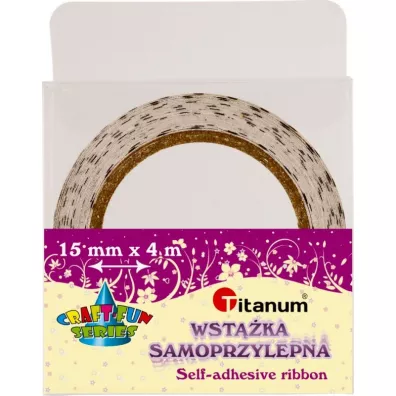 Titanum Ta�ma dekoracyjna ecru w czarne kropki 15mm x 4m