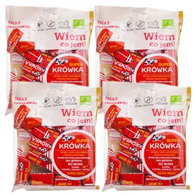 Super Krwka Krwki bezmleczne truskawkowe Zestaw 4 x 150 g Bio