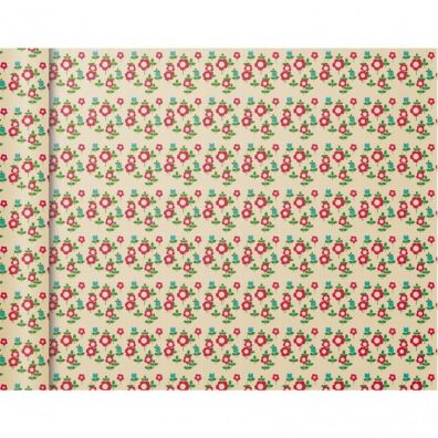 Clairefontaine Papier pakowy mini rolki Czerwone kwiaty 35 cm x 5 m