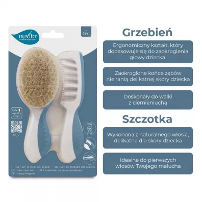 Nuvita Zestaw dla dzieci: szczotka i grzebie�, Powder Blue