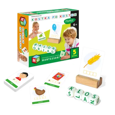 Montessori zabawka edukacyjna kostka po kostce - pisanie 5 kostek Multigra
