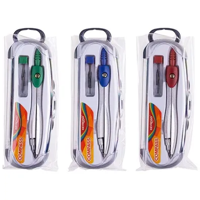 Keyroad Cyrkiel metalowy z grafitami w etui MIX