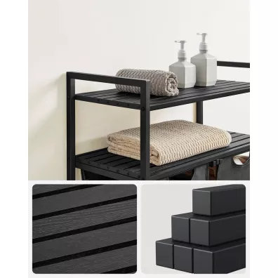 Songmics Kosz na pranie 2 komory 2 pki LOFT czarny, szary