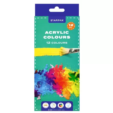 Farby akrylowe 12 kolor�w 12ml w tubie STARPAK 520192