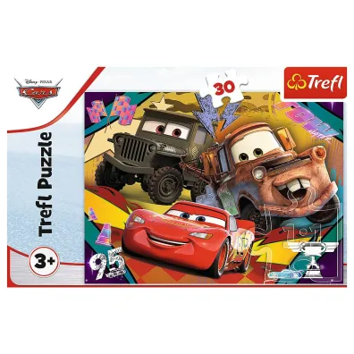 Puzzle 30 el. Rozp�dzone samochody Trefl