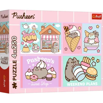 Puzzle Pusheen 4x250 Poznajcie Pusheena TREFL