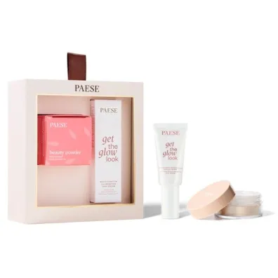 Paese Zestaw All About The Base 1 Get The Glow Look roz�wietlaj�cy krem do twarzy + Beauty Powder sypki puder j�czmienny 30 ml + 10 g