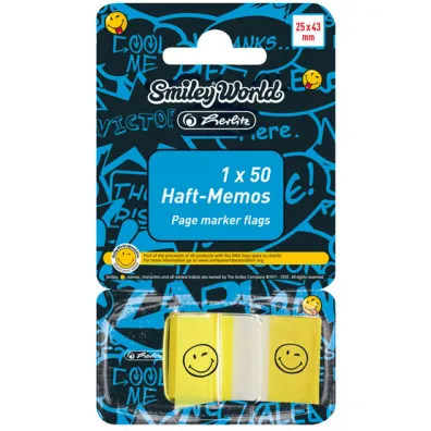 Herlitz Karteczki samoprzylepne 25x43/50k - Smiley World, 1 szt (11309119) - Kartki Smiley