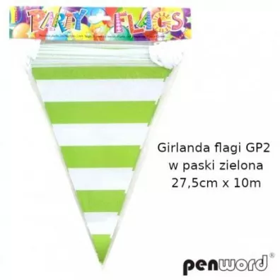 Penword Girlanda flagi w paski zielona 27.5cmx10m