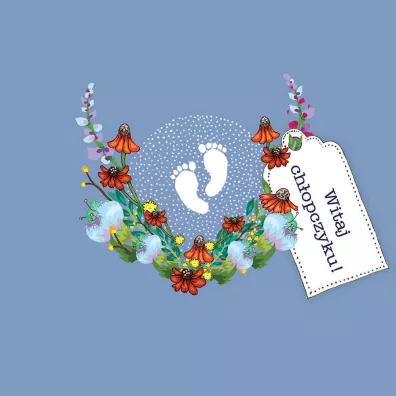 Clear Creations Karnet Swarovski kwadrat CL3412 Narodziny Witaj ch�opczyku