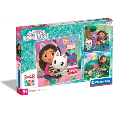 Puzzle 3x48 el. SuperColor. Koci Domek Gabi Clementoni