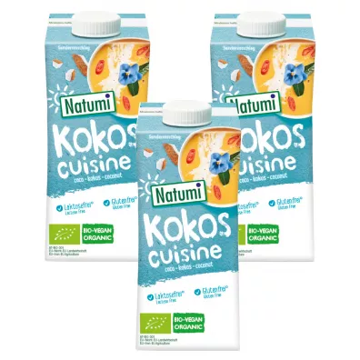 Natumi Zag�szczony produkt kokosowy do gotowania i pieczenia bezglutenowy Zestaw 3 x 200 ml Bio