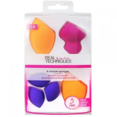 Real Techniques Zestaw Miracle Sponges 3 Steps g�bek do makija�u 6 szt.