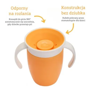Kubek treningowy z uchwytami Munchkin Miracle 360&deg; 207ml pomara�czowy